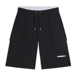Pantaloncini corti wide leg in jersey con tasche laterali