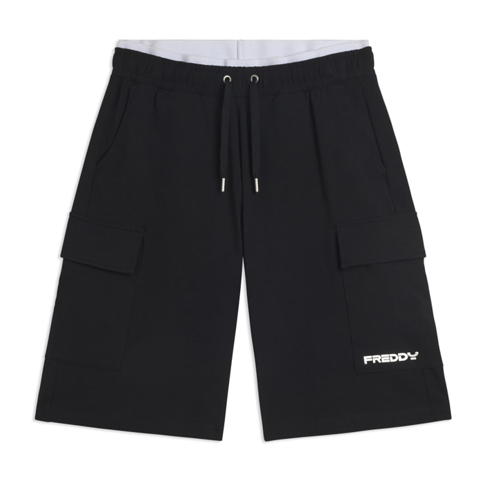 Pantaloncini corti wide leg in jersey con tasche laterali