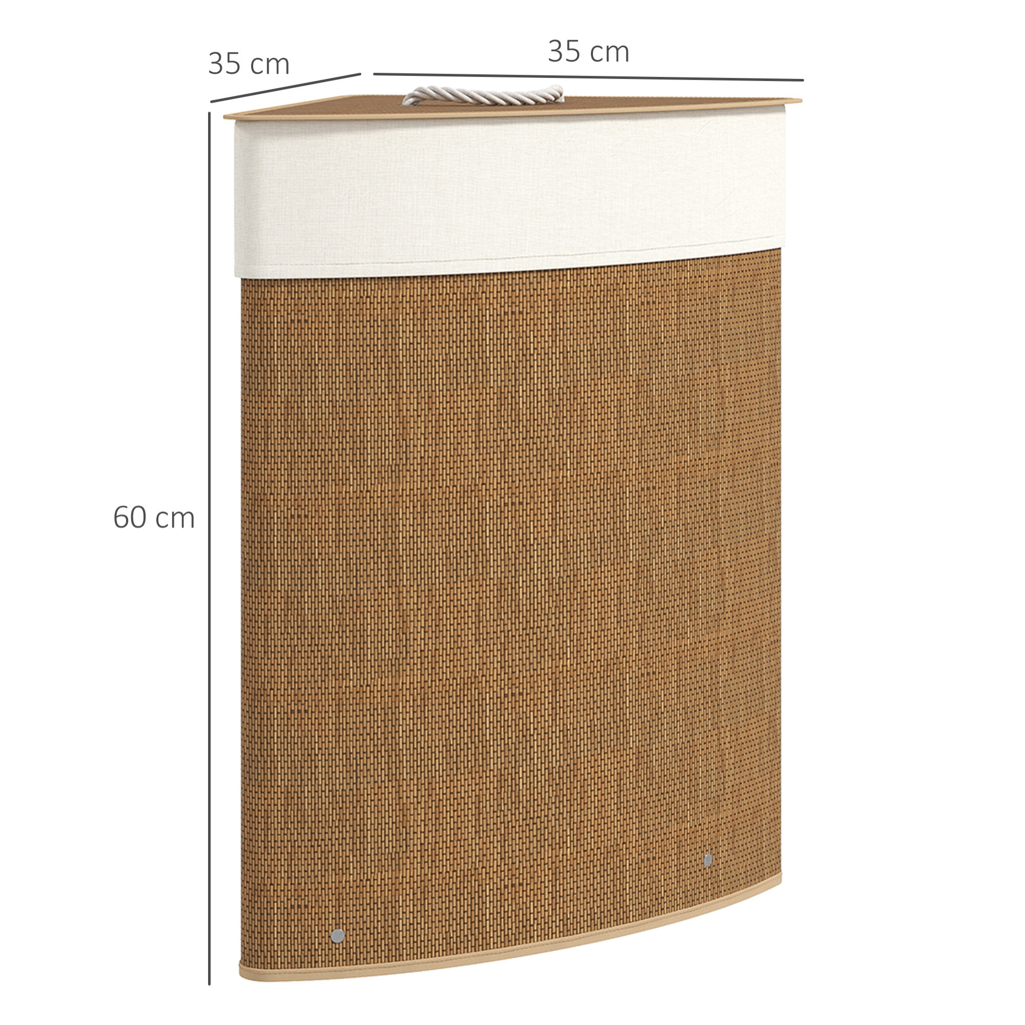 Panier à linge d'angle bambou 55L déhoussable lavable marron