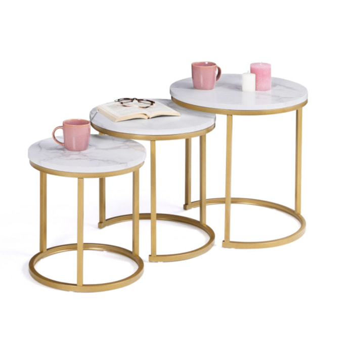 Tables basses rondes gigognes Glam - lot de 3