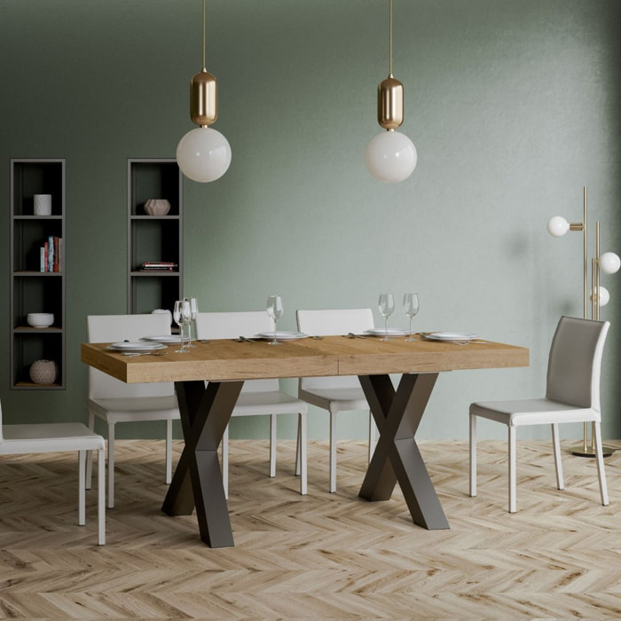 Mesa extensible 90x180/284 cm Traffic Roble Natural estructura Antracita