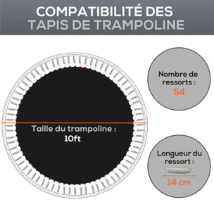 Tapis de rechange trampoline Ø 3 m ressorts 14 cm outil 54 crochets en V inclus