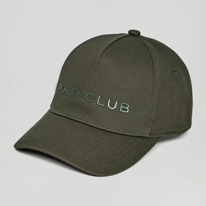 Cappellino verde cachi con logo in gomma e print Polo Club