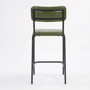 Lot de 2 chaises pour îlot central 65 cm en cuir de buffle vert - Arsène