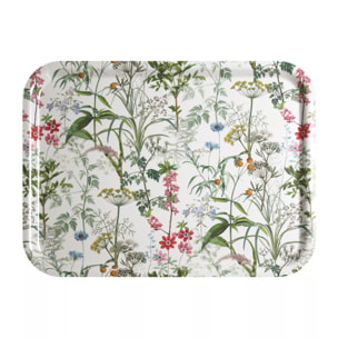 Plateau bois imprimé rose vert Prairie legere beige