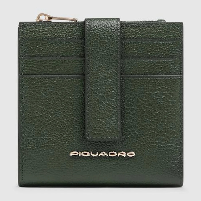 Piquadro Portacarte di credito in pelle con portamonete, schermato con protezione RFID