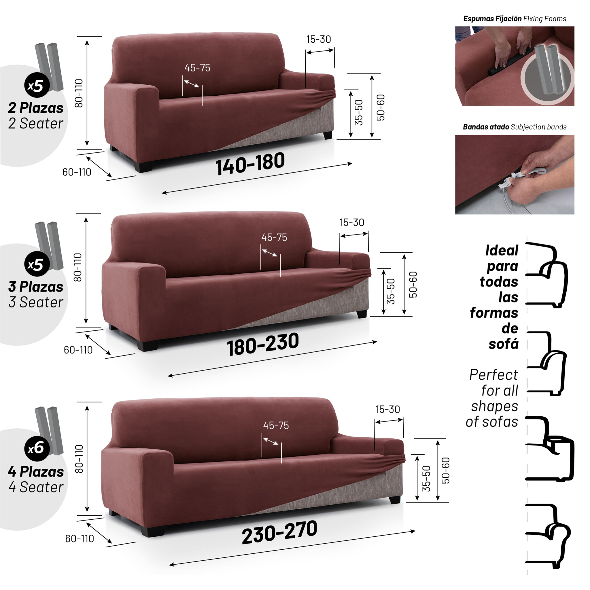 Funda de sofá TERCIOPELO ANTI MANCHAS Multi elástica modelo VERONICA