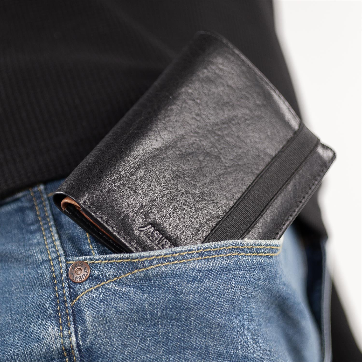 Cartera Hombre Piel Jaslen Hannover Negro-Tostado