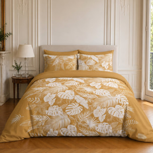 Parure housse de couette 100% coton motif tropical - LEAVES