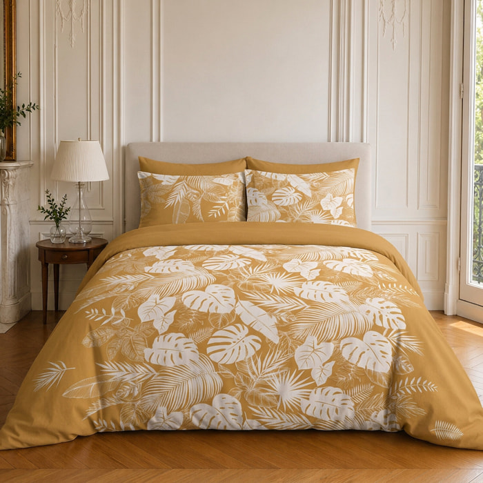 Parure housse de couette 100% coton motif tropical - LEAVES