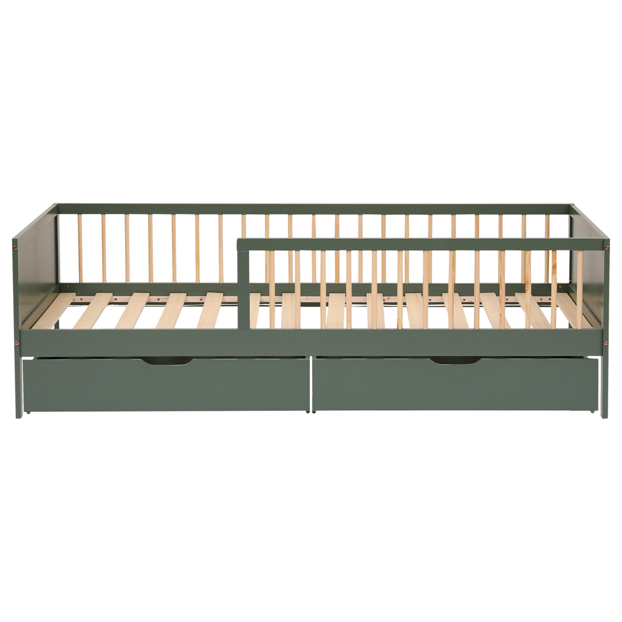 Lit pour enfant 190x90cm vert avec tiroirs ADAM