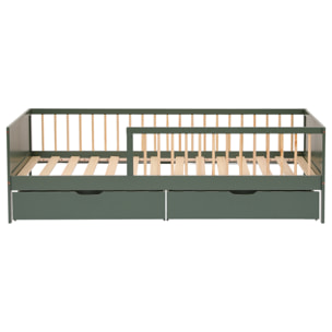 Lit pour enfant 190x90cm vert avec tiroirs ADAM