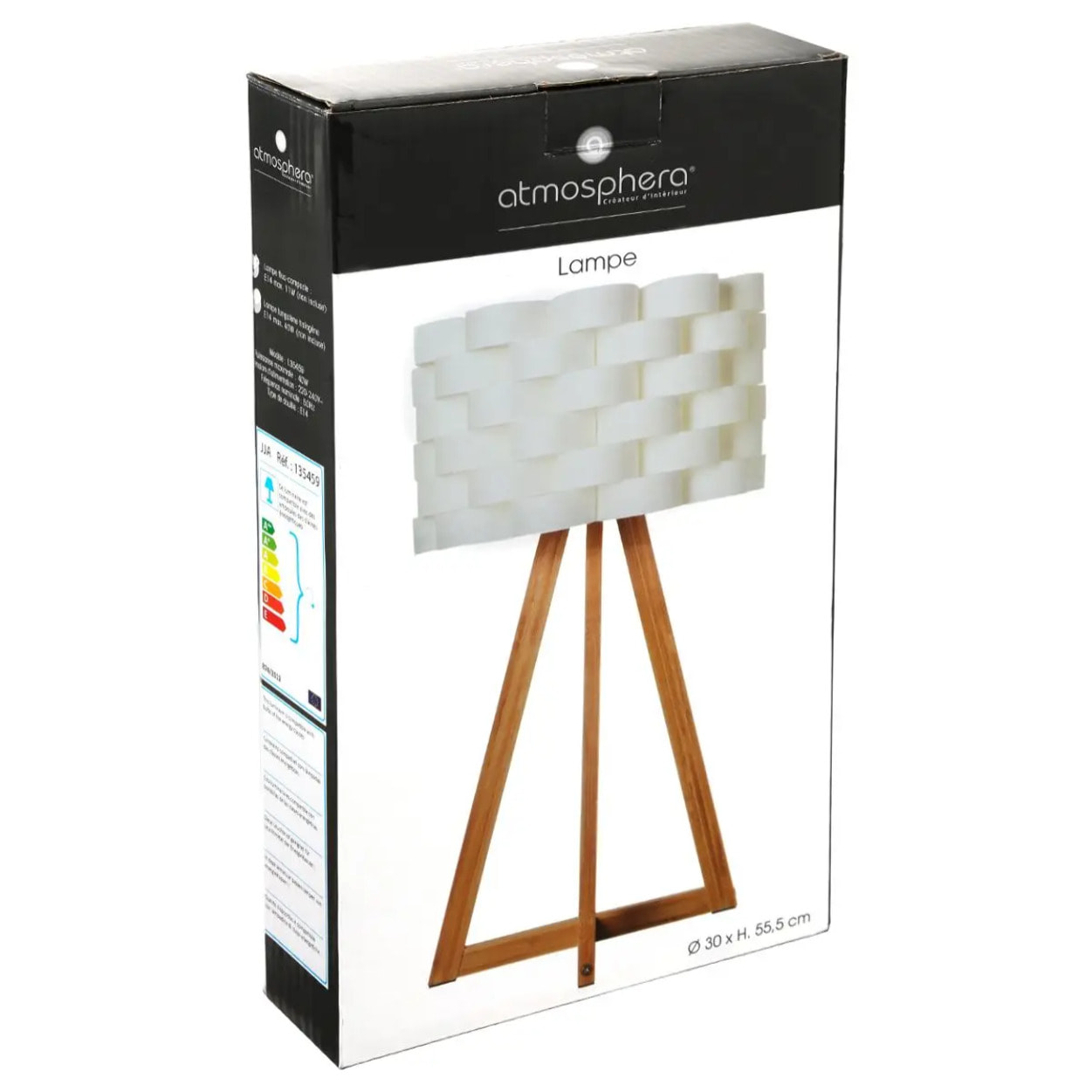 Lampe "Moki" - bambou et blanc H55 cm