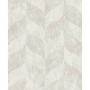 Papier peint géométrique feuilles beige lin