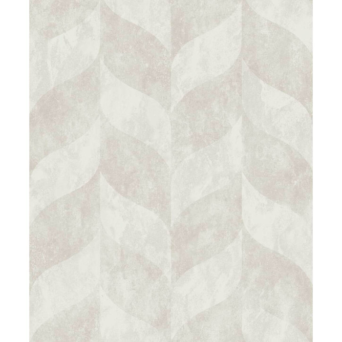 Papier peint géométrique feuilles beige lin