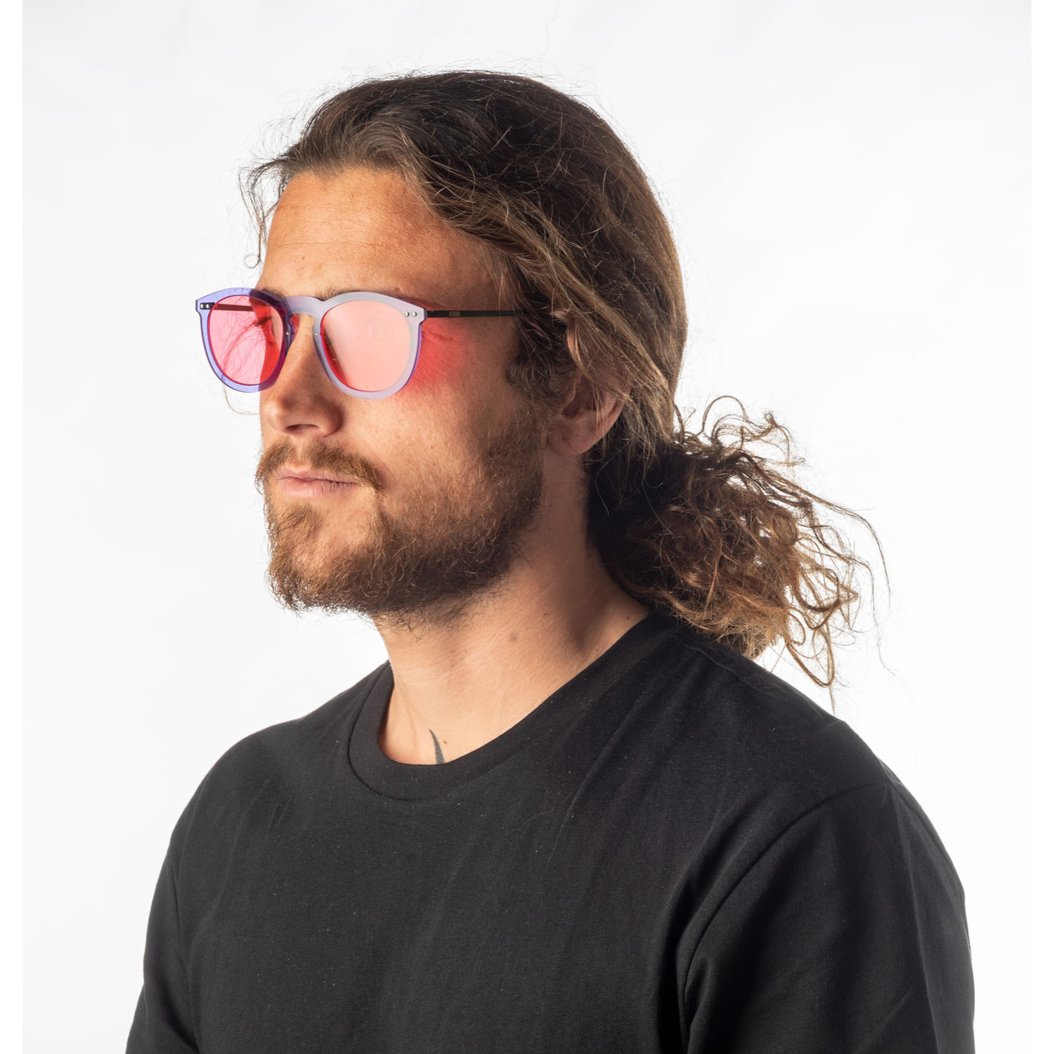 Gafas de sol OCEAN BERLIN - Azul transparente / Transparente rosa degradado y patillas de metal negro mate