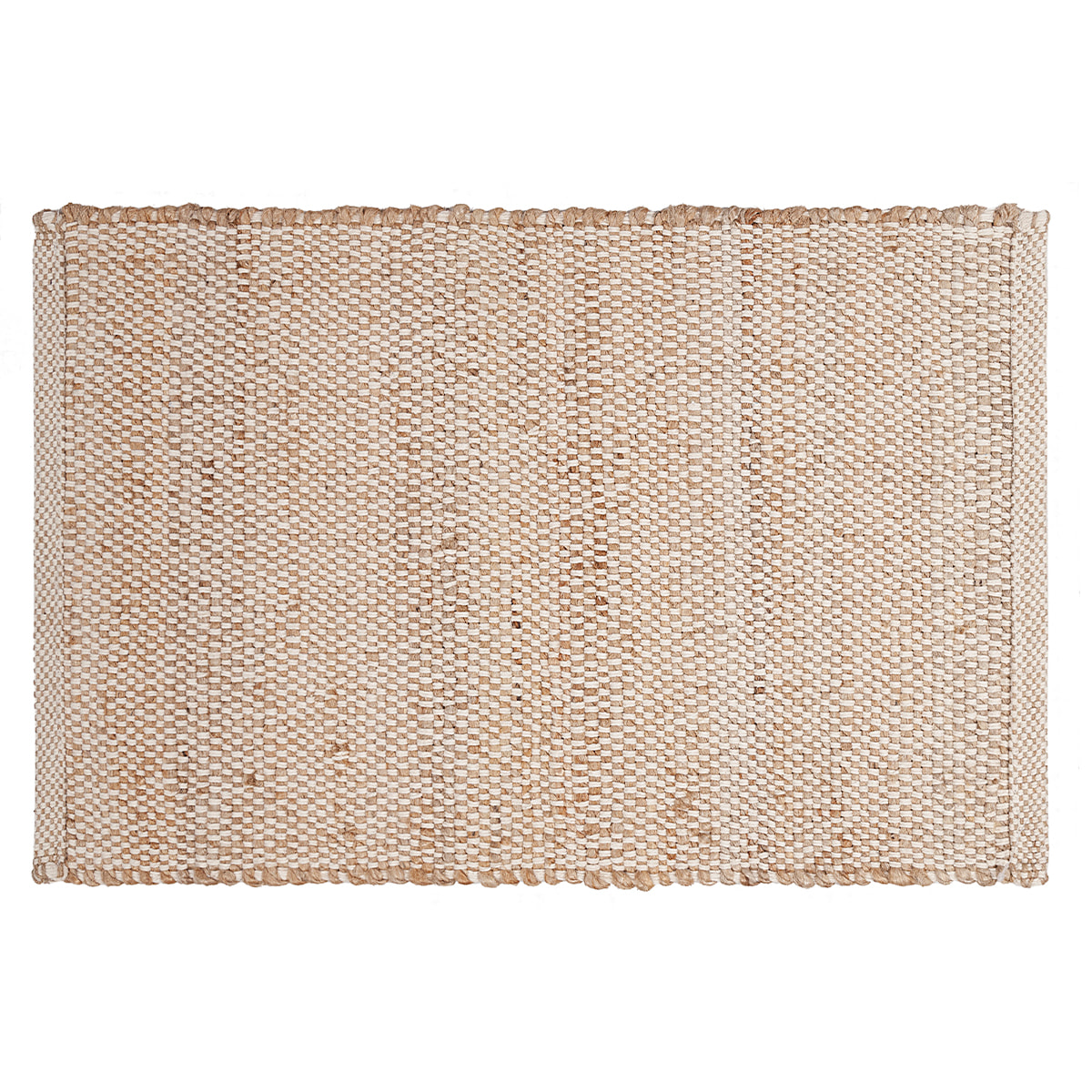 Tapis rectangulaire beige en jute et coton tissés L140 x L200 EFFIA