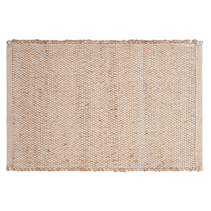 Tapis rectangulaire beige en jute et coton tissés L140 x L200 EFFIA