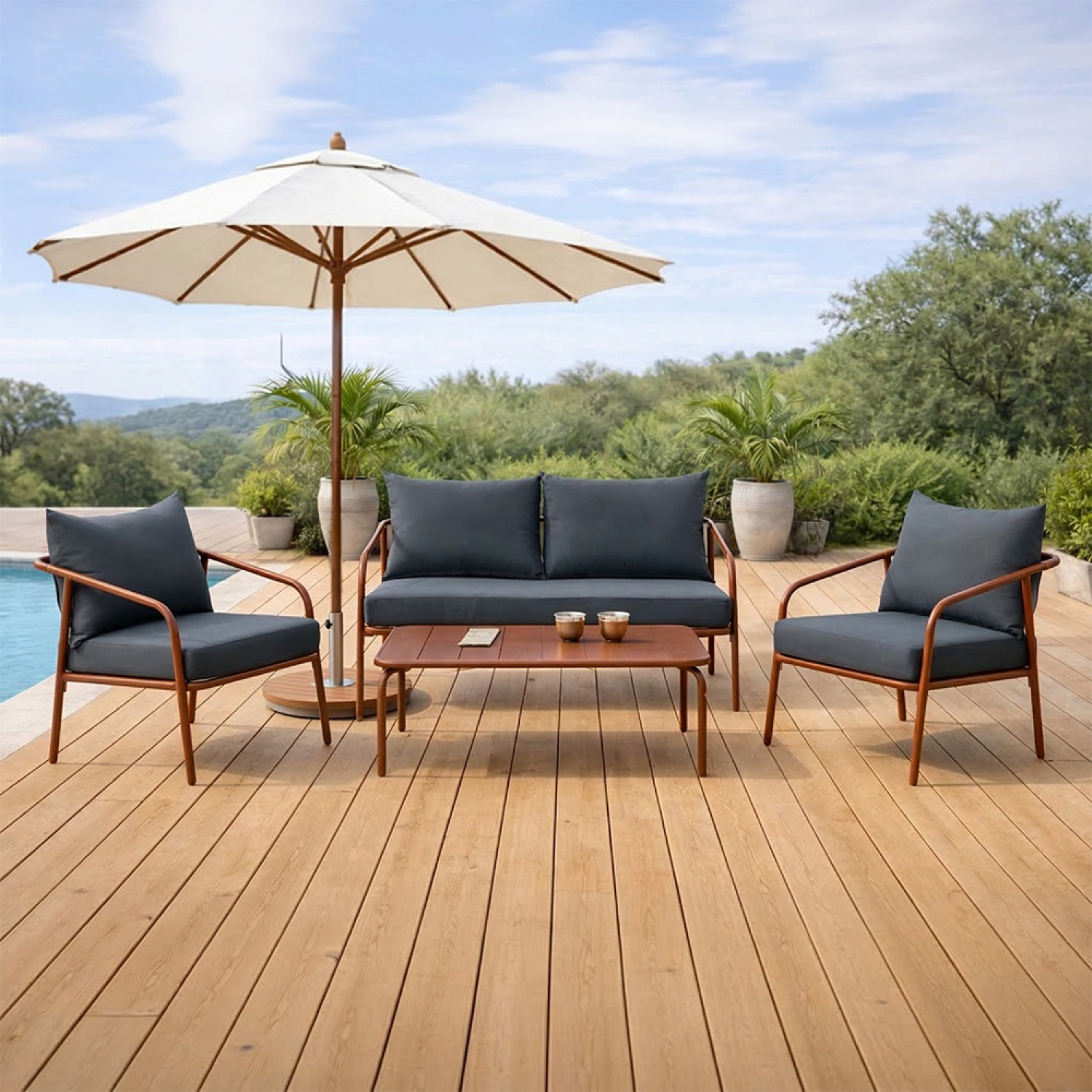 Salon de jardin 4 places terracotta EVORA