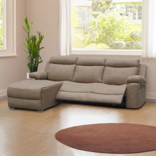 Sofá relax eléctrico con chaiselongue derecho Nellie 3 plazas Cemento