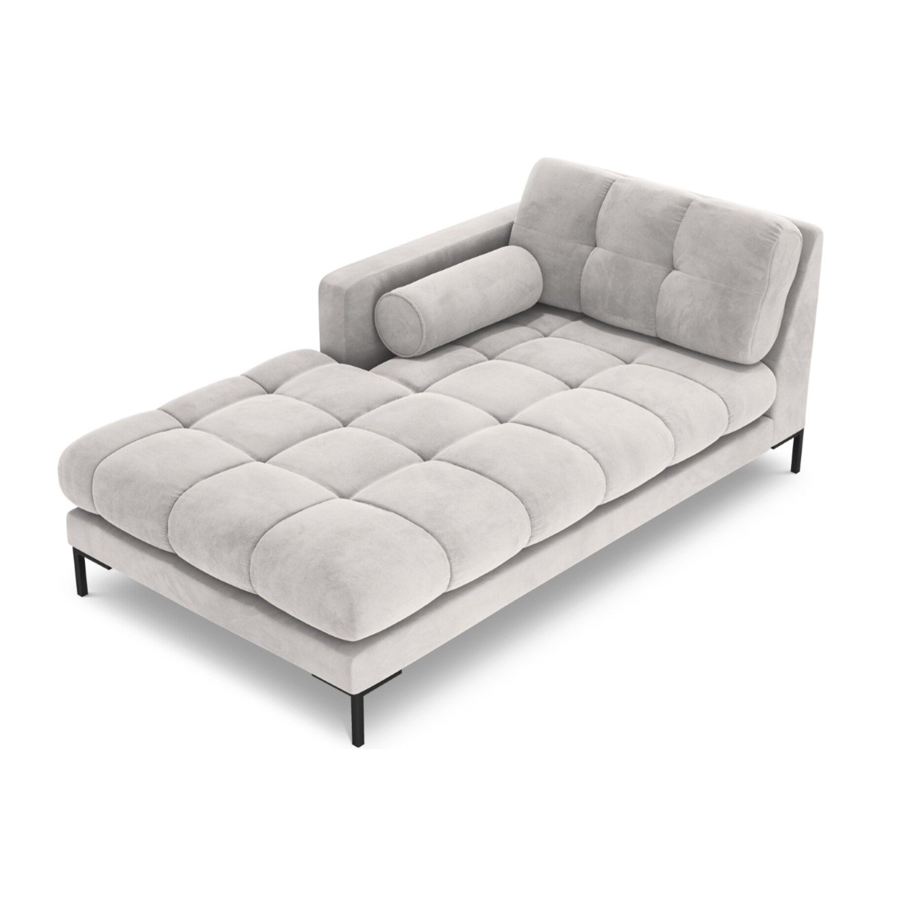 Méridienne gauche "Bali" en velours argent