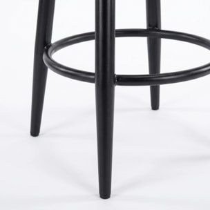 Tabouret pour îlot central 65 cm en cuir de buffle marron foncé - Malo