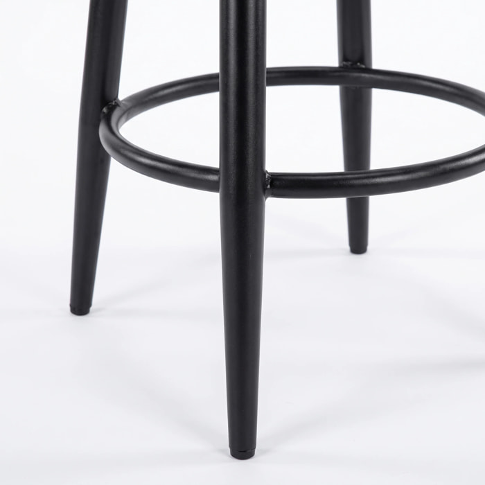 Tabouret pour îlot central 65 cm en cuir de buffle marron foncé - Malo