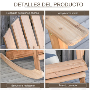 Silla de Jardín Mecedora Adirondack de Madera Natural 77x94x97cm Color Teca