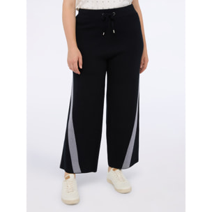 Fiorella Rubino - Pantaloni flare in maglia misto viscosa - Nero
