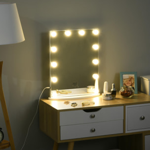 Miroir maquillage Hollywood lumineux LED intensité réglable pour coiffeuse dim. 41L x 13P x 51H