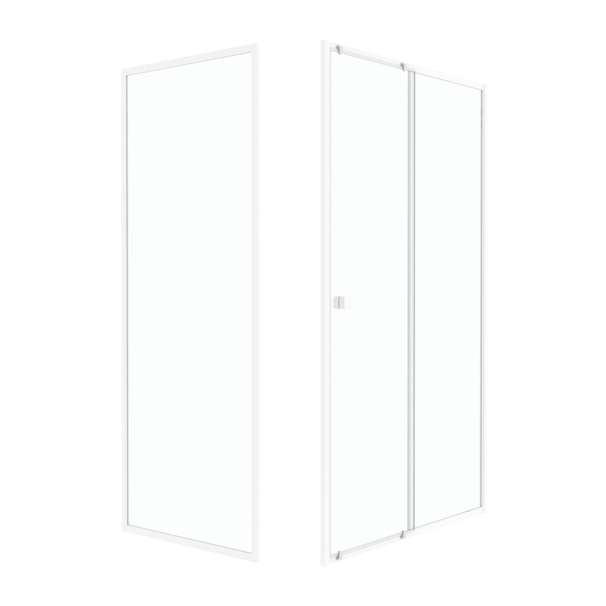 Pack porte de douche Coulissante blanc 120x185cm + retour 90 verre transparent 5mm - WHITY slide 120