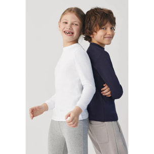 Maglietta dolcevita a maniche lunghe bianca calda