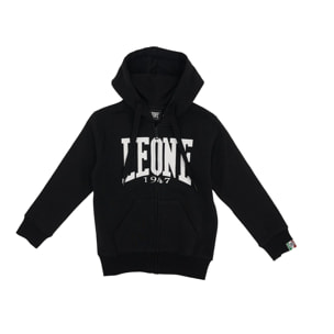 Felpa da bambino con cappuccio, full zip e logo Basic