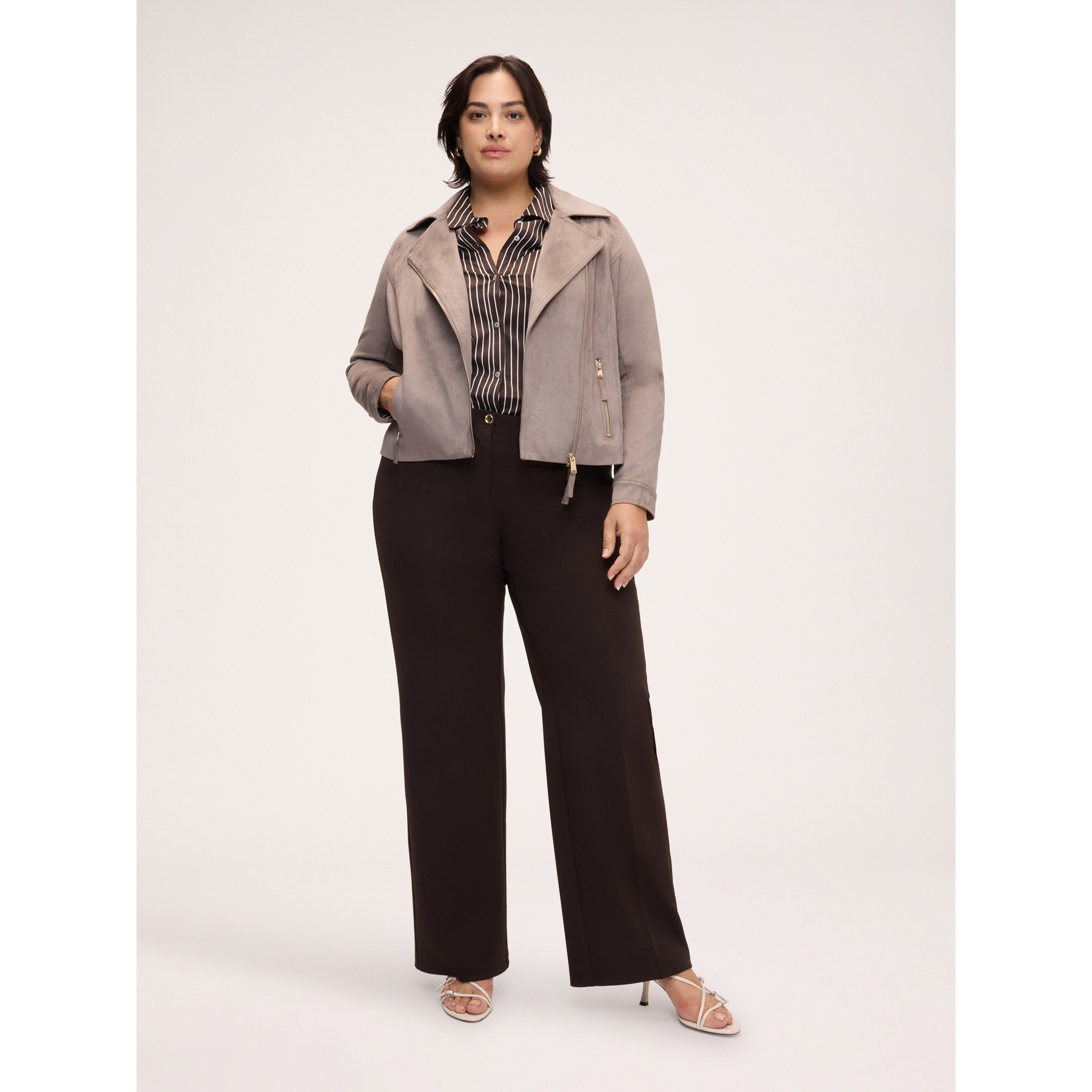 Fiorella Rubino - Giacca biker in tessuto soft touch - Grigio