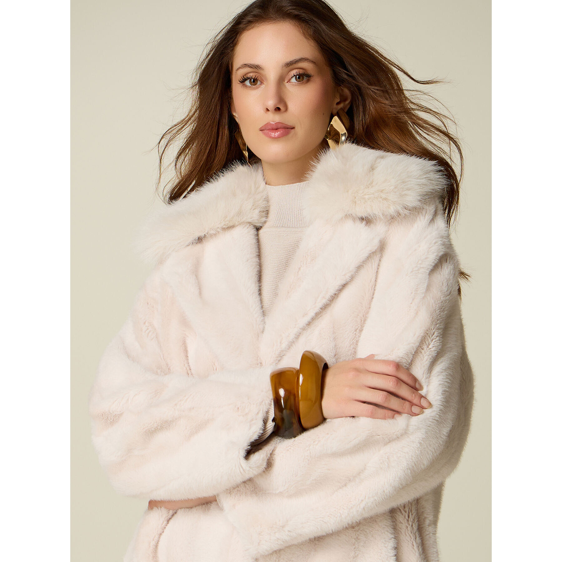 Oltre - Cappotto in tessuto peluche - Bianco