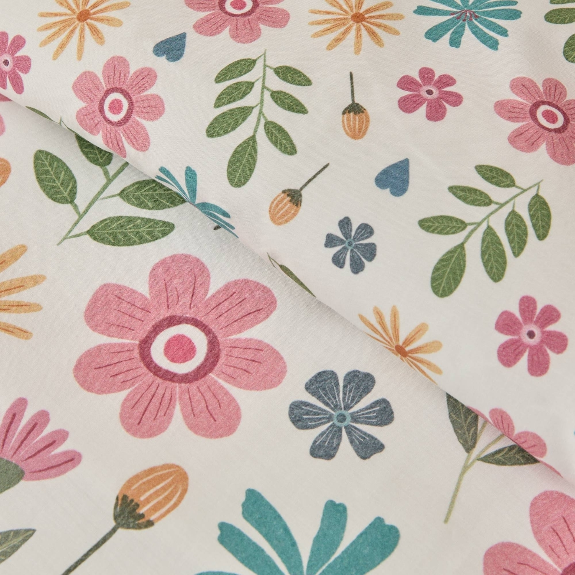 Funda nórdica algodón flores Kayla color blanco 100% Algodón percal