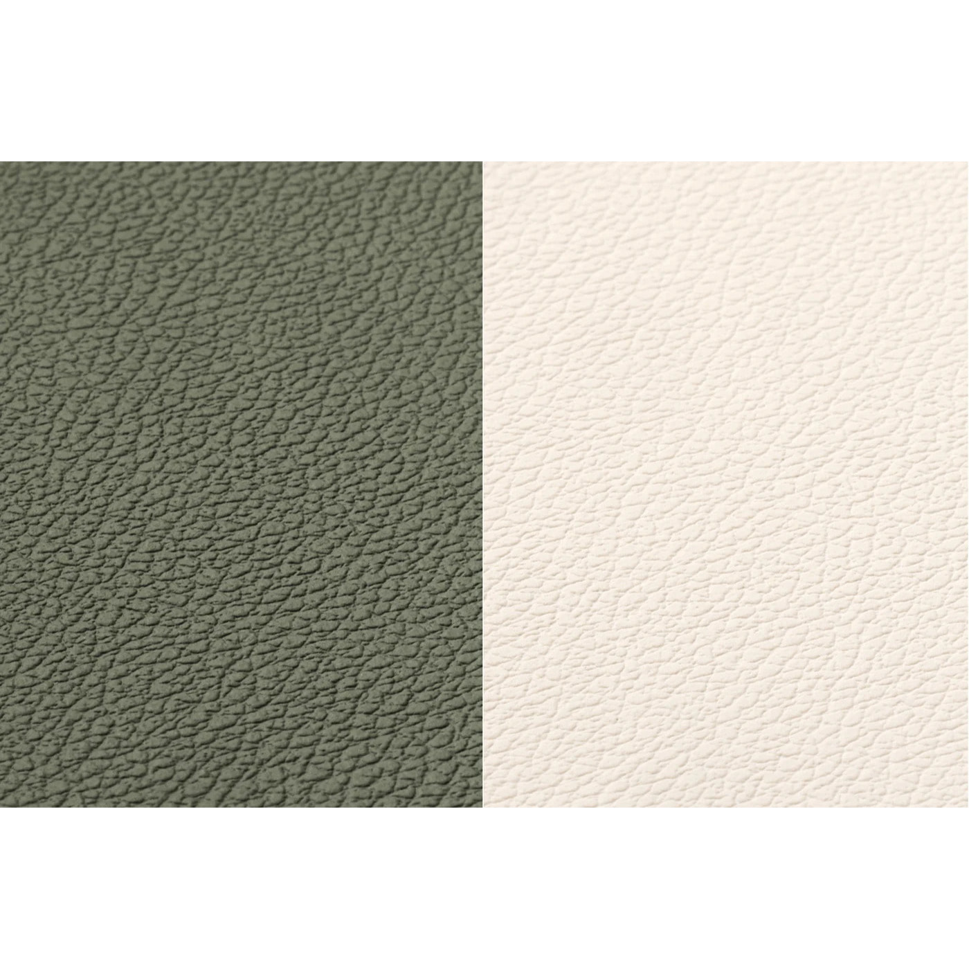 Set de table rectangulaire réversible - 6 pièces - Cuir recyclé blanc crème et vert de gris