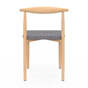 Chaises Adam tissu gris pieds effet bois - lot de 6