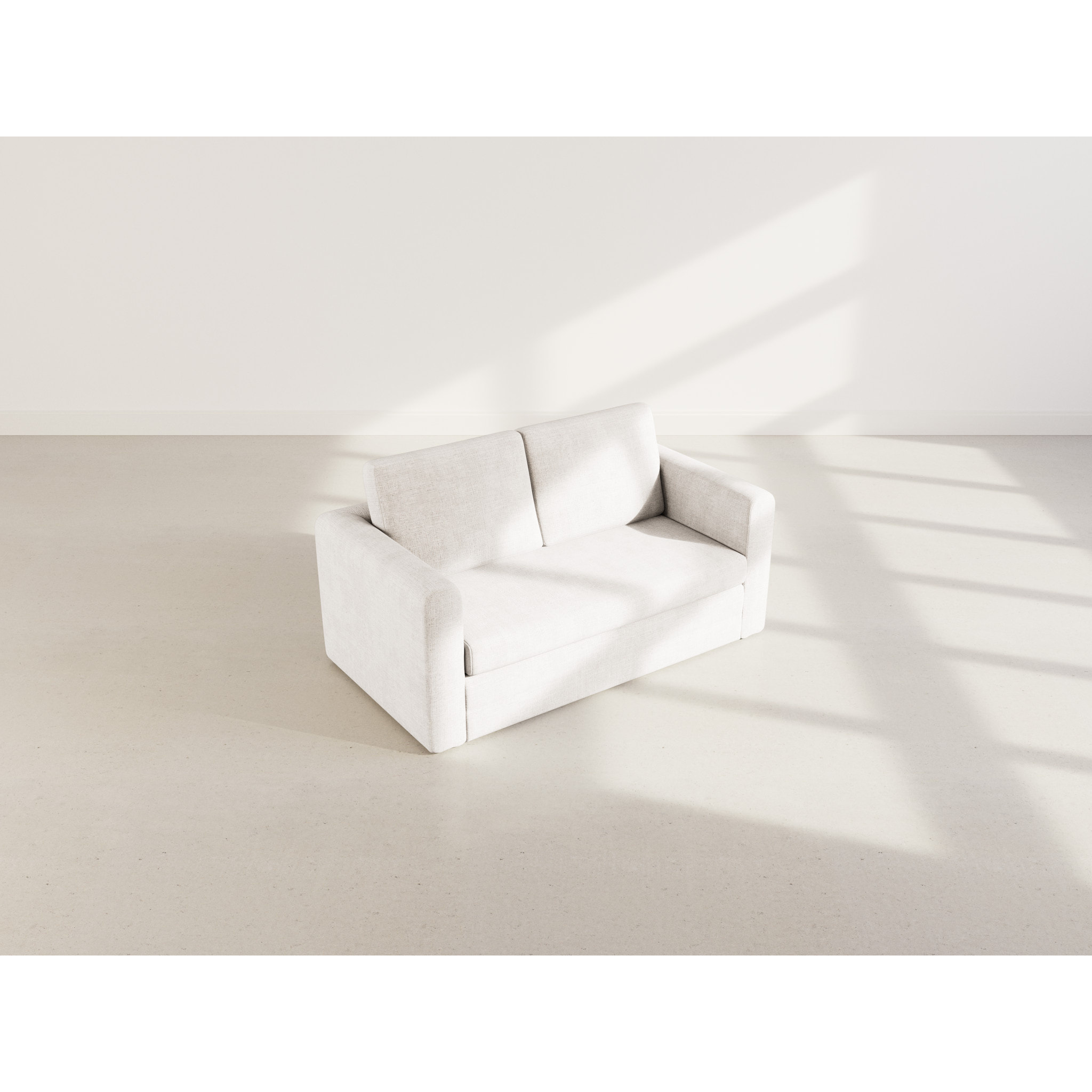 Marilia - Canapé 2 places convertible déplimousse en velours texturé - Beige