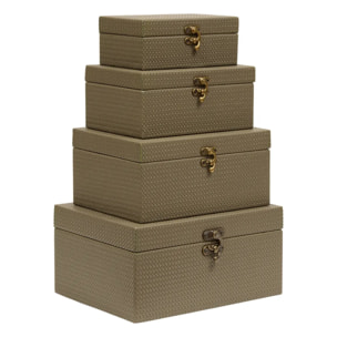 Lot de 4 boîtes de rangement rectangulaires Bonie vert kaki