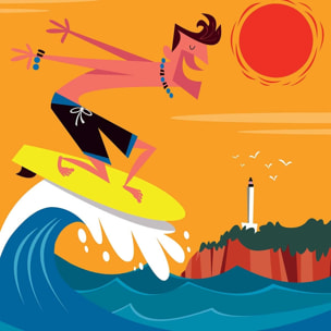 Affiche Surf à Biarritz Affiche sous cadre bois