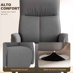 Sillón Relax Reclinable con Reposapiés Sillón de Masaje con 10 Puntos de Masaje Giratorio 360° Mando a Distancia Butaca Reclinable para Salón Oficina Gris