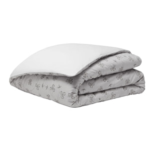 Housse de couette en satin de coton bio, QUATRE FEUILLES, Blanc Hermine