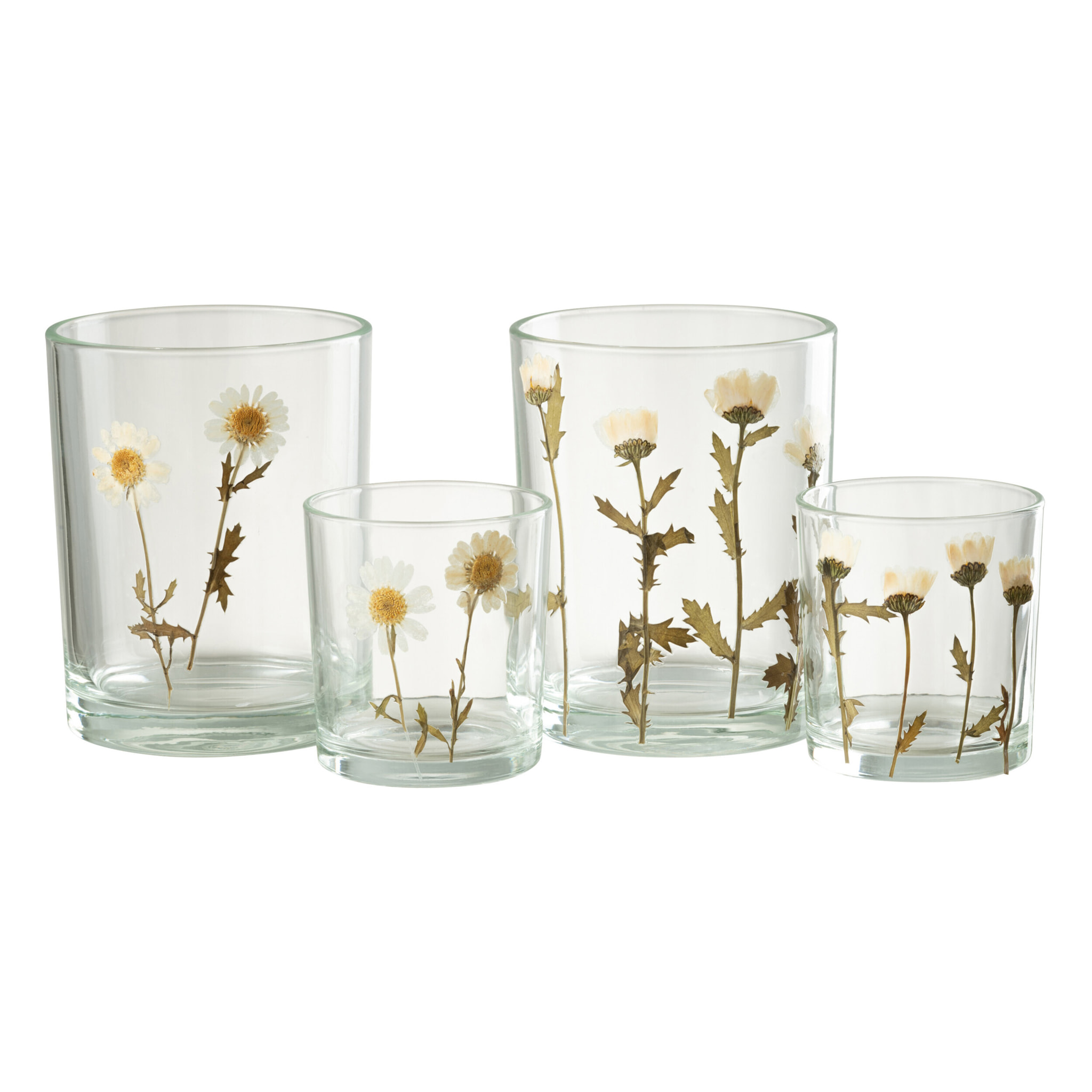 J-Line photophore Fleur Marguerite - verre - mix - 2 pcs