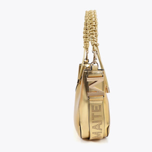 Borsa con manico intrecciato effetto pelle