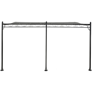 Pergola tonnelle adossée en métal - 3 x 4 m - Gris