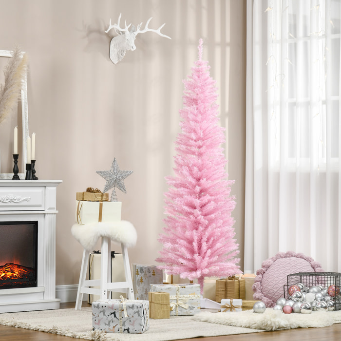 Árbol de Navidad 180 cm Árbol de Navidad Artificial Grande con 390 Puntas de Rama Decoración Navideña para Interiores Fácil de Montar Rosa