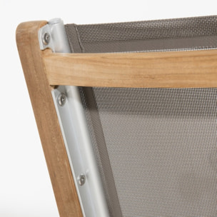 FUN - Ensemble de 2 chaises de jardin pliantes en bois Teck et textilène couleur taupe