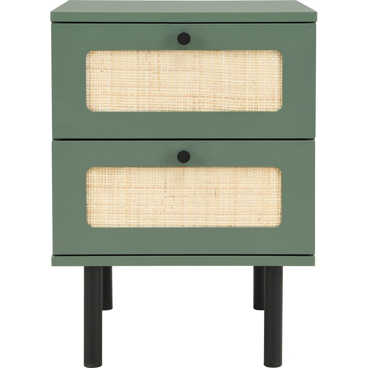 Table de chevet 2 tiroirs en cannage - LUMA