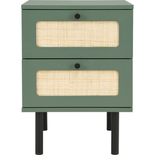 Table de chevet 2 tiroirs en cannage - LUMA
